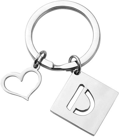 bobauna Stainless Steel Cut Out Alphabet Initial Letter Keychain Key Ring Personalized Gift