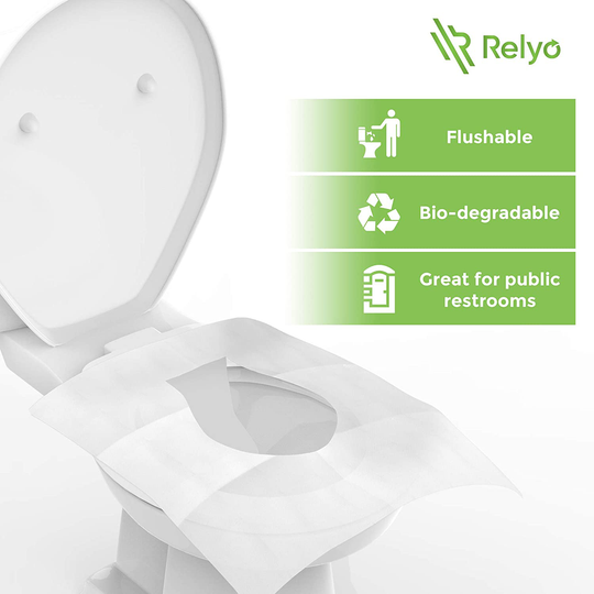 Toilet Seat Covers Paper Flushable (50 Pack) - XL Flushable Paper Toilet Seat Covers for Adults and Kids Potty Training, 100% Biodegradable - Travel Accessories for Public Restrooms, Airplane, Camping