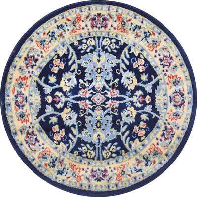 Unique Loom Kashan Traditional Floral Area Rug, 3 Feet 3 Inch, Navy Blue/Ivory