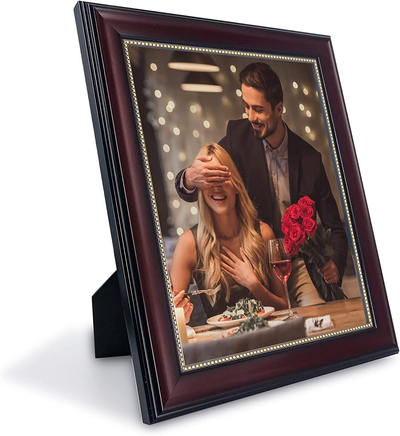 GraduatePro 8x10 Picture Frame Display Photos for Wall or Tabletop with Real Glass, Mahogany with Gold Beaded, Pack of 2