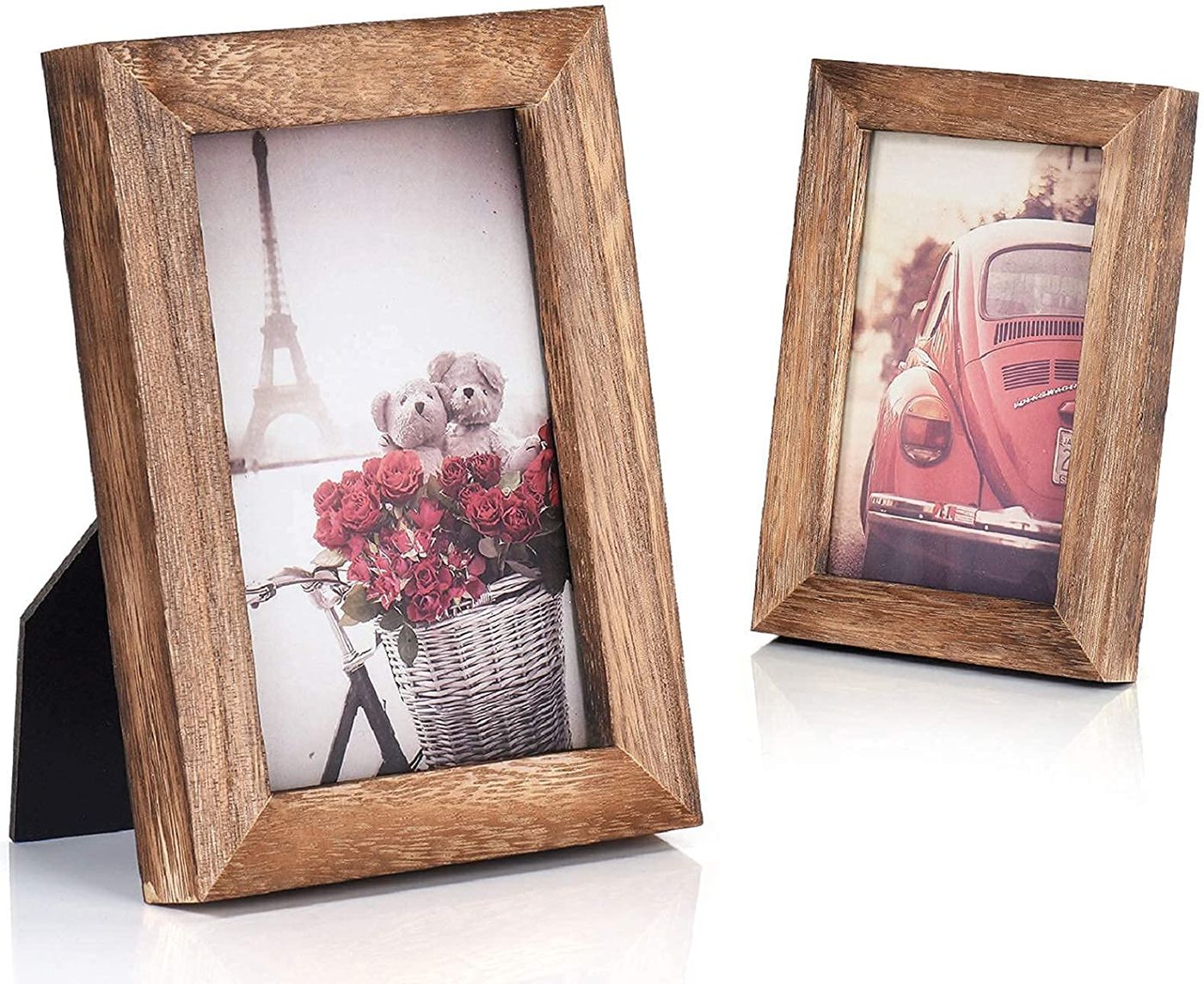 Emfogo 4x6 Picture Frame Photo Display for Tabletop Display Wall Mount Solid Wood High Definition Glass Photo Frame Pack of 2 Carbonized Black