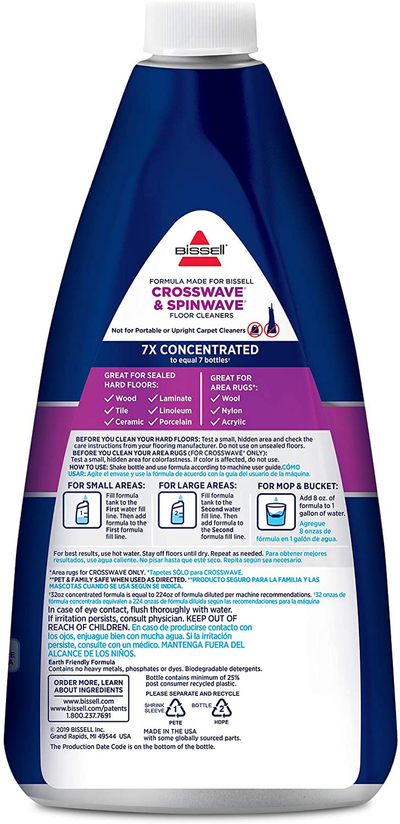 BISSELL, 17891 MultiSurface Floor Cleaning Formula-Crosswave and Spinwave (64 oz), 64 Ounce, 64 Fl Oz