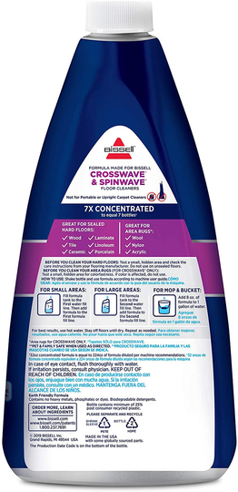 BISSELL, 17891 MultiSurface Floor Cleaning Formula-Crosswave and Spinwave (64 oz), 64 Ounce, 64 Fl Oz