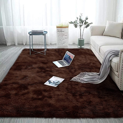 Modern Area Rugs Soft Decor Rug for Bedroom Living Room Nursery Floor Fluffy Shag Collection Rug Plush Fuzzy Shaggy Throw Rug Washable Faux Sheepskin Fur Mats Accent Rug Carpet Solid Coffee 4x7