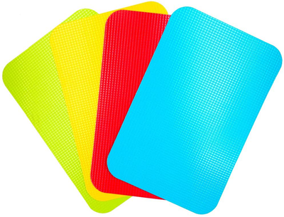 Carrollar Small Flexible Plastic Cutting Board Mats, Colored Mats With Food Icons, BPA-Free, Non-Porous, Gripped Back and Dishwasher Safe, Set of 4 (7.5x11.4inch)
