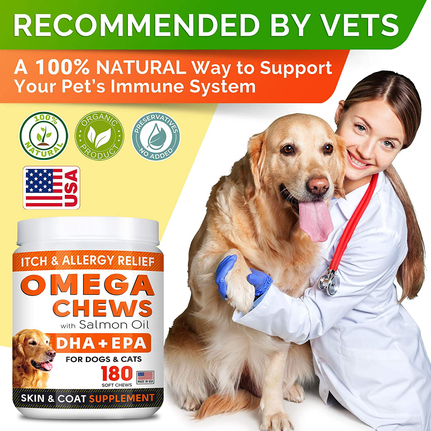 Fish Oil Omega 3 Treats for Dogs - Allergy Relief - Joint Health - Itch Relief, Shedding - Skin and Coat Supplement - Alaskan Salmon Oil Chews