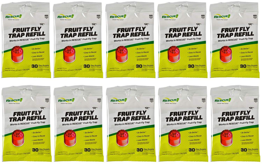 RESCUE! Fruit Fly Trap Attractant Refill – 30 Day Supply – 10 Pack