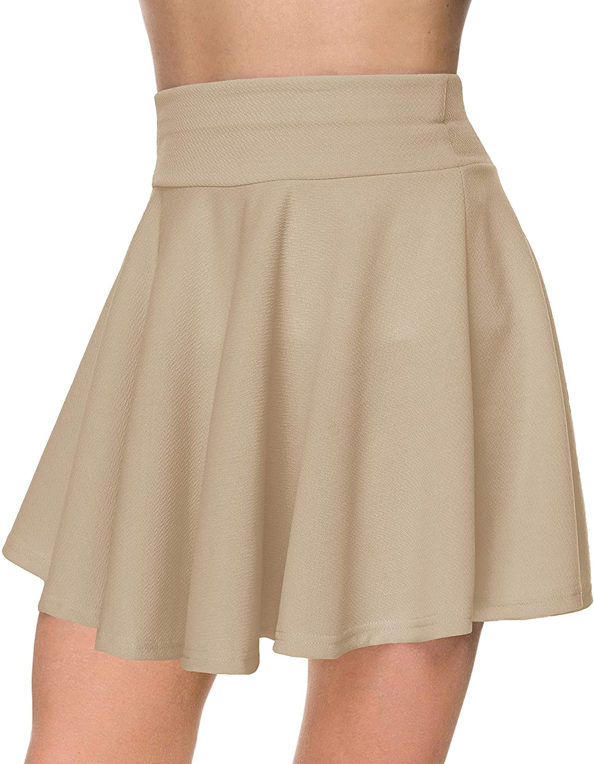 Afibi Casual Mini Stretch Waist Flared Plain Pleated Skater Skirt