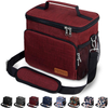 Insulated Lunch Bag for Women/Men - Reusable Lunch Box for Office Work School Picnic Beach - Leakproof Cooler Tote Bag Freezable Lunch Bag with Adjustable Shoulder Strap for Kids/Adult - Burgundy Red
