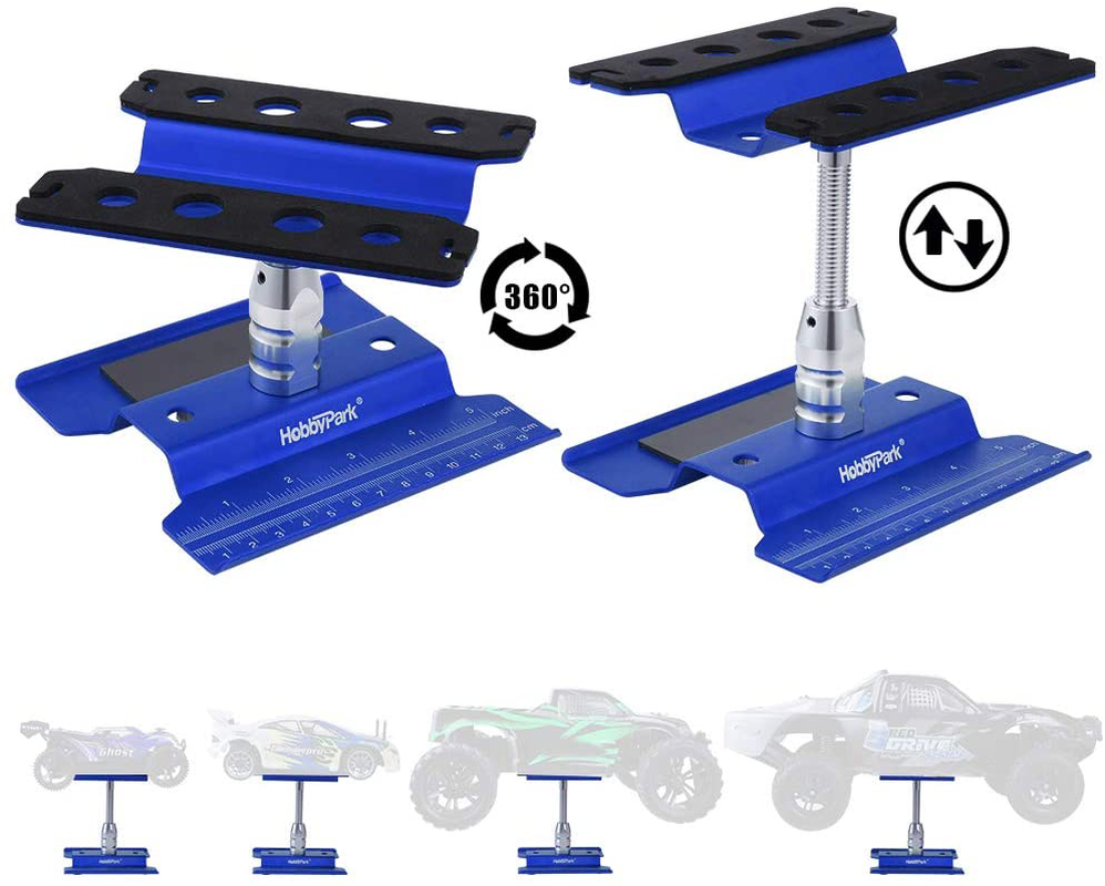 Hobbypark Aluminum Alloy RC Car Work Stand Repair Workstation 360 Degree Rotation Lift Or Lower for 1/8 1/10 1/12 Scale Cars Trucks Buggies