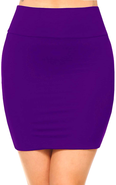 Fashionazzle Women's Casual Rayon Stretchy Bodycon Pencil Mini Skirt