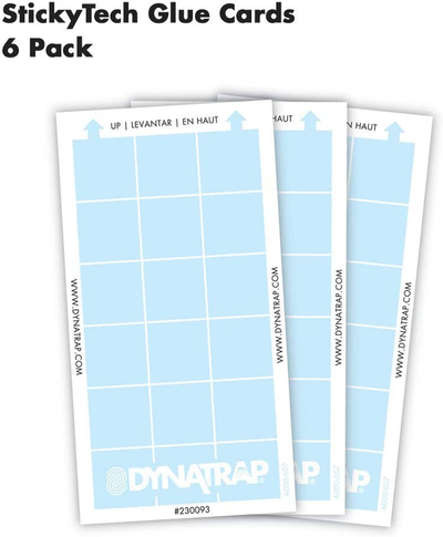 DynaTrap 230093 Indoor, DT3019, and DT3039 StickyTech Glue Cards for Flylight Insect Trap Models DT3009, 6 Count, Plain