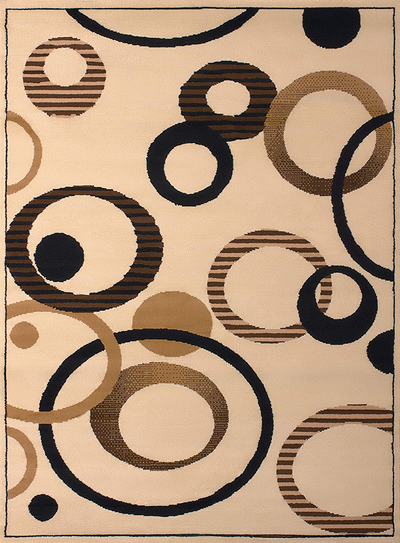 United Weavers of America Dallas Hip Hop Rug – 1 ft. 11 in. x 3 ft. 3 in. Ivory, Area Rug with Jute Backing, Circular Geometric Design (809014238917)