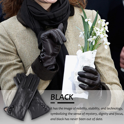 ISHISBEB Leather Gloves for Women Winter Warm Gloves Touch Screen Warm Wool Lined Texting Driving Gloves