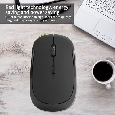Wireless Mouse 2.4G Wreless Frequency Hopping Adjustable Optical USB Receiver Notebook Computer Accessories 1600dpi Silent Micro Motion Design Lightweight and Portable(Black)