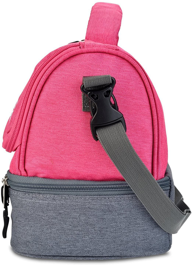 LunchBots Duplex Insulated Lunch Bag - Dual Section Design Fits LunchBots Uno, Duo, Trio, Quad, Rounds, Bento Cinco Perfectly - Roomy Thermal Lunch Bag for Kids and Adults - Pink