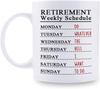 Happy Retirement Gifts for Women Men - Unique Retired Gifts Ideal, Going Away Gift for Coworker, 11 oz Retirement Weekly Schedule Mug for Coworkers Office & Family