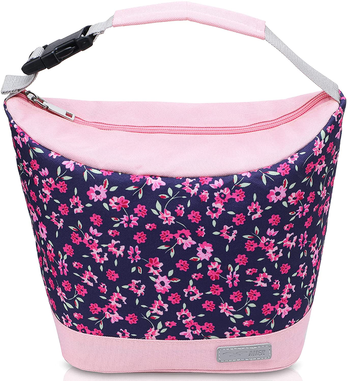 MIER Small Lunch Bag Purse Insulated Leakproof Cooler Lunch Tote for Kids Girls Boys Women Men to School Work Travel Gym, Buckle Handle, Pink & Crabapple
