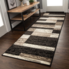 SUPERIOR Rockwood Modern Geometric Patchwork Polypropylene Indoor Area Rug or Runner with Jute Backing, 2'6" X 8', Chocolate