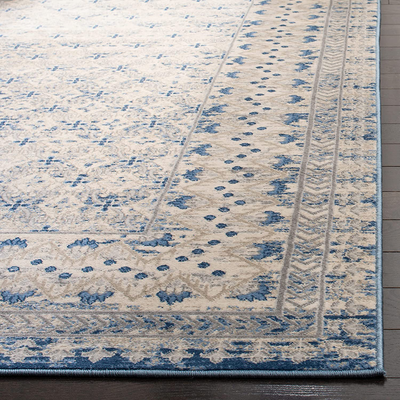 Safavieh Brentwood Collection BNT899G Traditional Oriental Distressed Non-Shedding Stain Resistant Living Room Bedroom Area Rug, 3' x 5', Light Grey / Blue