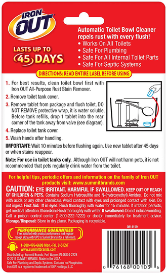 Super Iron Out AT12N Automatic Toilet Bowl Cleaner-Rust and Hard Water Stain Repellent Cleans with Each Flush