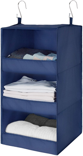 GRANNY SAYS 3-Shelf Hanging Closet Organizer, Collapsible Closet Hanging Shelves, Nursery Hanging Organizer, Navy, 28.9" H X 12.2" W X 12.2" D, 1-Pack