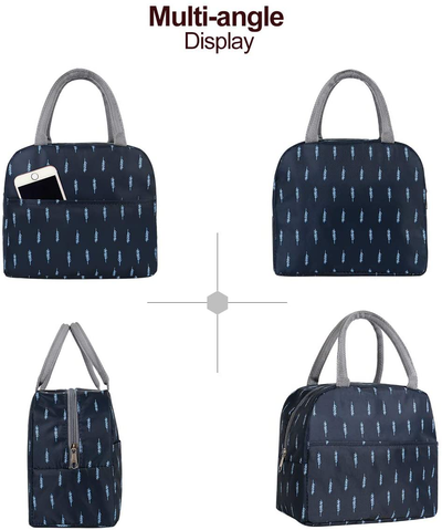 Buringer Reusable Insulated Lunch Bag Cooler Tote Box with Front Pocket Zipper Closure for Woman Man Work Picnic or Travel (Heart Leopard)