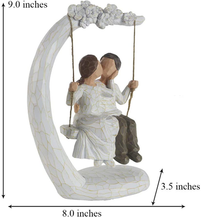 Romantic Couple Figurines in Love , 9Inch Hand Painted Sweet Loving Together Couple Sculpture to Remember Beautiful Moment - Best Gift for Valentine's Day, Wedding Anniversary,Weddings
