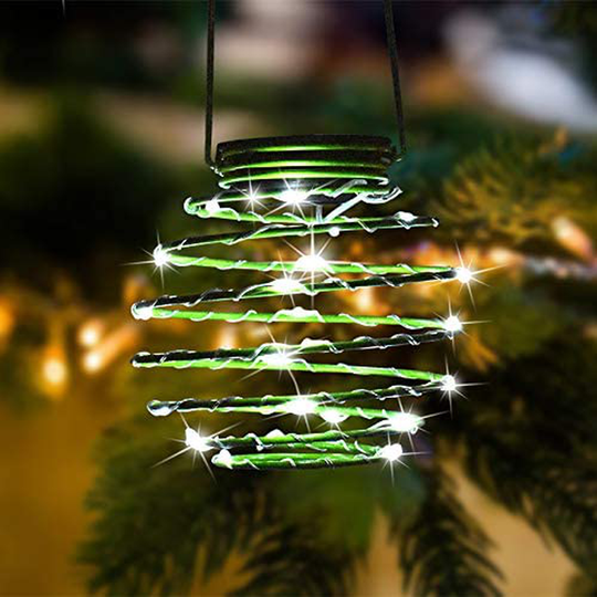 Roaming Light Solar Spiral LED Lanterns, Solar Garden Lights Outdoor Decorative Hanging Lights, Waterproof Pendant Light for Garden, Patio, Porch (Green)