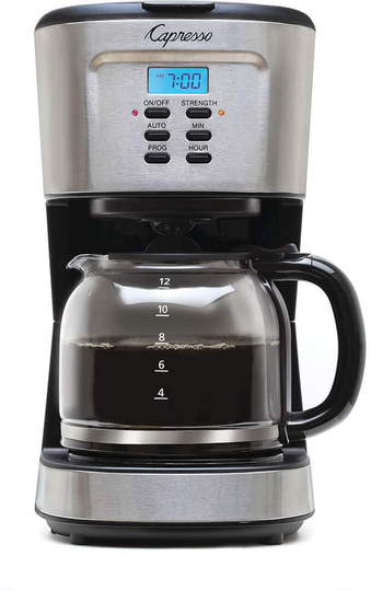 Capresso 12-Cup Coffee Maker with Glass Carafe, Stainless and Black 416.05
