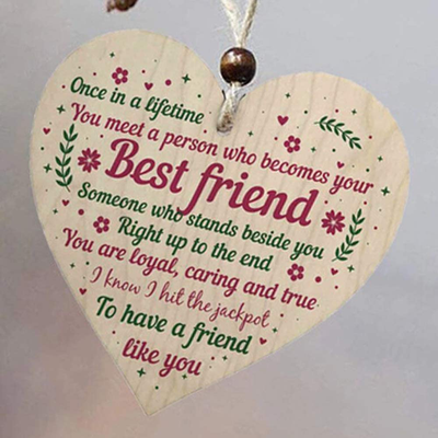 ANLEMIN Wooden Hanging Sign Best Friend Birthday Gifts Thank You Heart Shaped Friendship Plaque Tags Crafts Christmas Home DIY Tree in Heaven Wall Hangings (1PCS)
