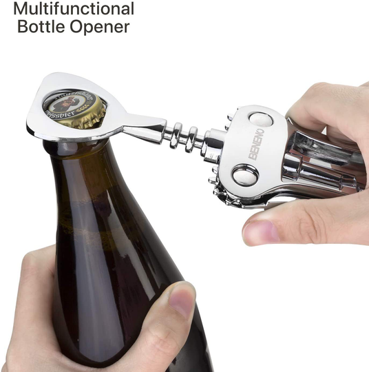 Wine Opener, Zinc Alloy Premium Wing Corkscrew Wine Bottle Opener with Multifunctional Bottles Opener, Upgrade