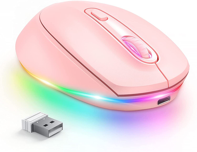 seenda Wireless Mouse, Ultra Quiet LED Light Up Mouse with USB Receiver, Rechargeable Cordless Mice and 3 Adjustable DPI for PC Laptop Computer Chromebook, Mint Green