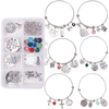DIY 6PCS Expandable Wire Charm Bracelet Jewelry Making Starter Kit Include 2.6inch Blank Adjustable Bangle