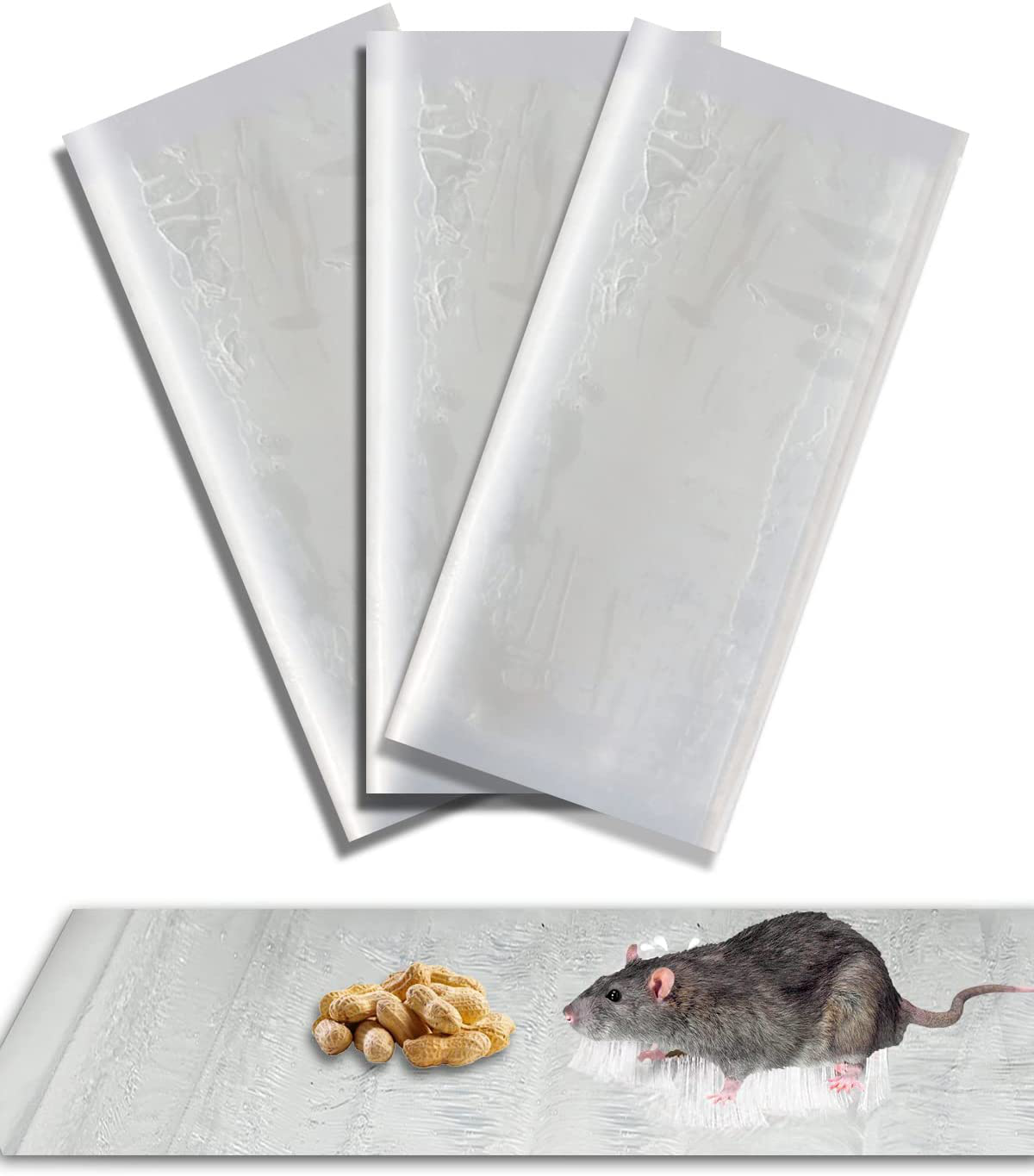 Rat Sticky Traps Extra Large, Clear Mouse Glue Trap Sticky Trap for Mice and Rats, Enhanced Stickiness Trapping Pads Snakes Spiders Roaches for House Rodent Pest Control - 47.2x11