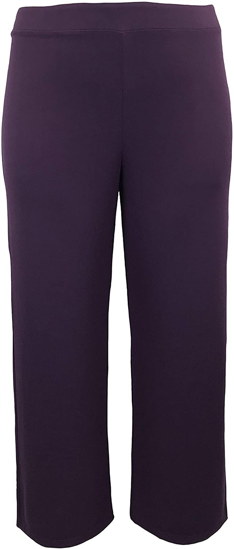 LEEBE Women and Plus Size Pull On ITY Knit Straight Wide Leg Pant (Small-5X)