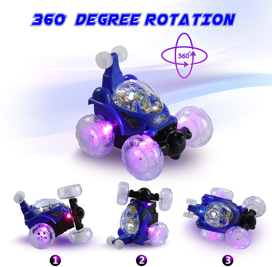 UTTORA Remote Control Car for Kids, 2.4GHz 2 in 1 RC Stunt Car, Double Sided 360°Flips Rotating with LED Headlights, Waterproof Stunt Controlled Vehicle with Rotate 360 Car Toy for 8-12 Year