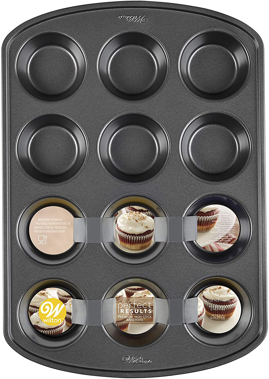 Wilton Perfect Results Premium Non-Stick Bakeware Muffin Pan & Cupcake Pan, 12-Cup, Steel