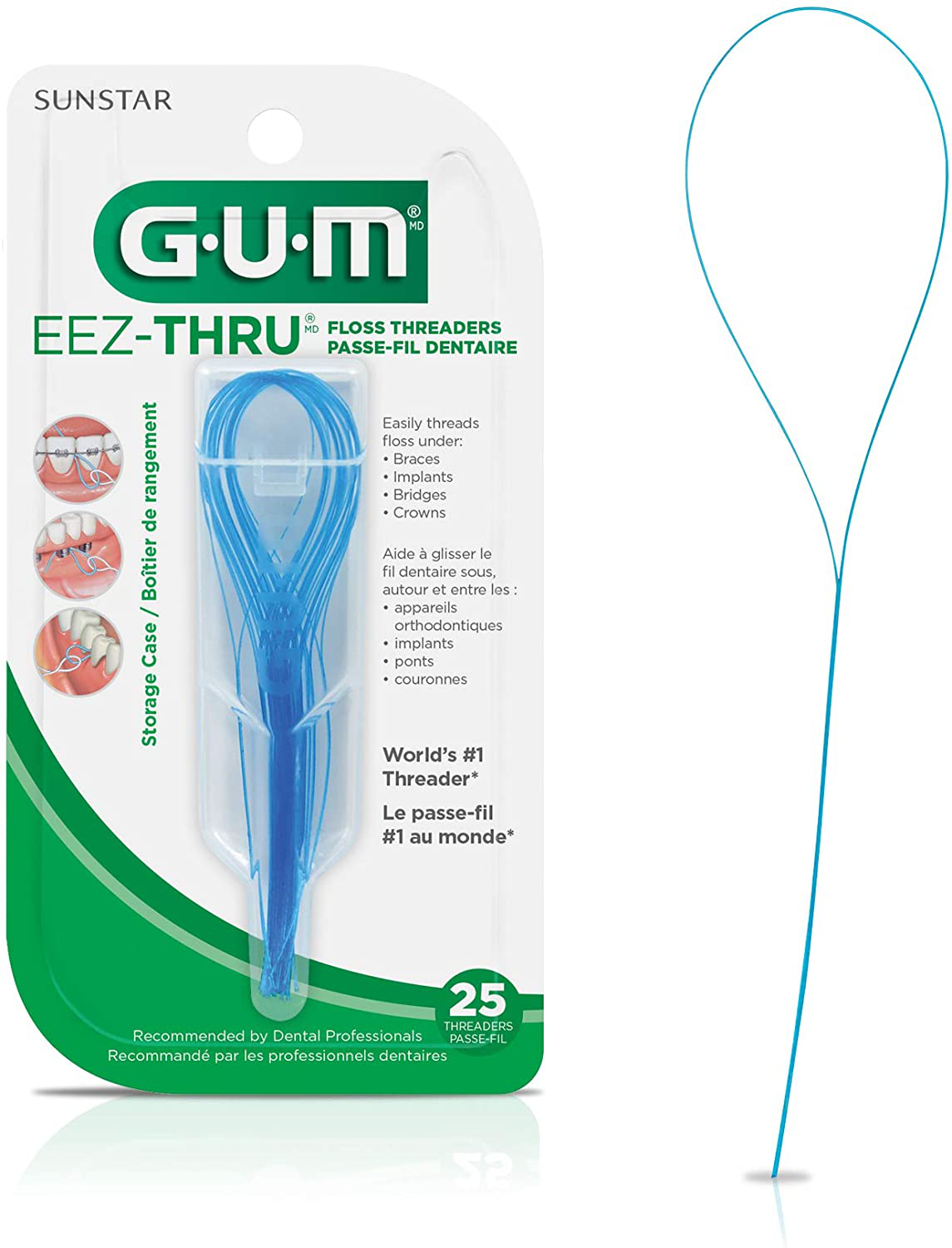 GUM EEZ-Thru Floss Threaders, 25 Count (Pack of 6)