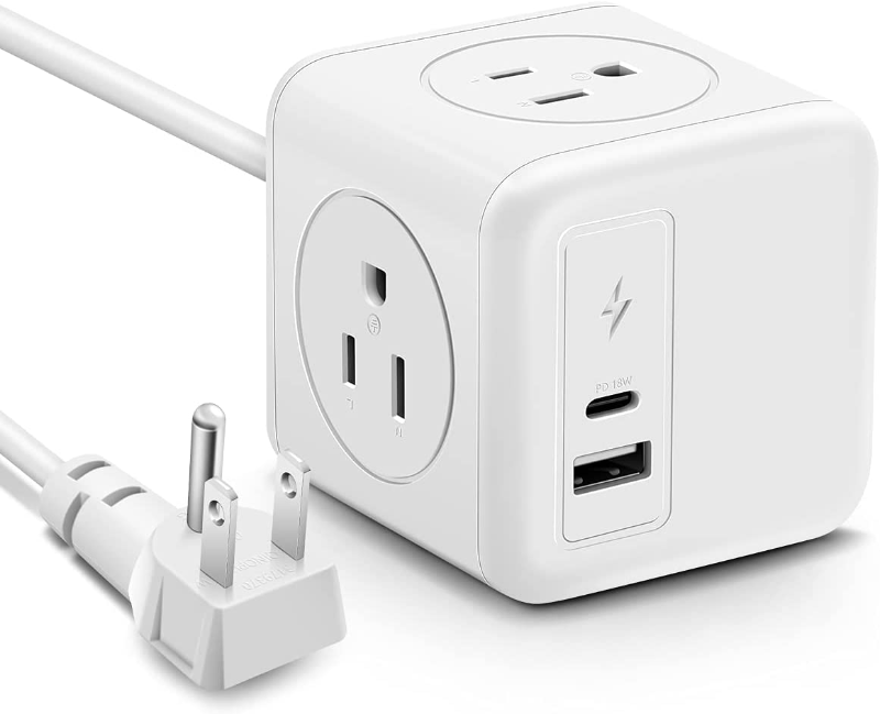 USB Outlet Extender with 2 USB Ports (1 USB C)