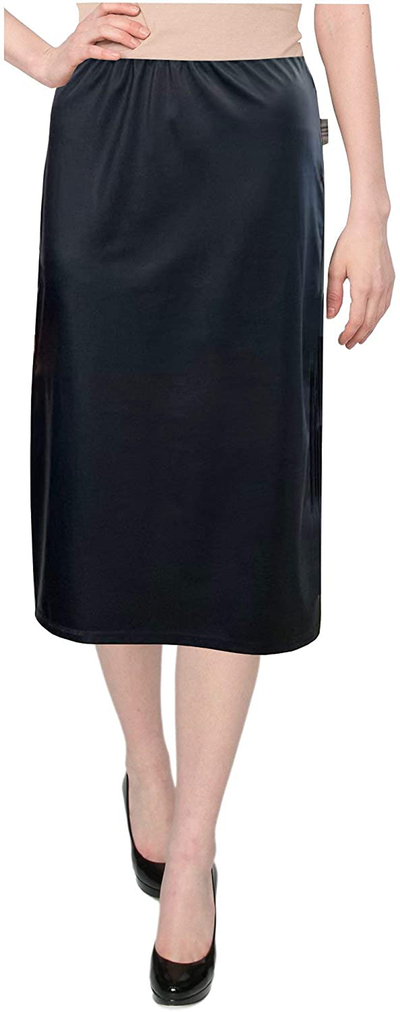 Baby'O Women's Basic Modest 26" Below The Knee Length Stretch Knit Straight Skirt