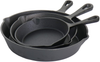 MegaChef Skillet Trio Pre-Seasoned Cast Iron Cookware Set, 3 Piece, Black