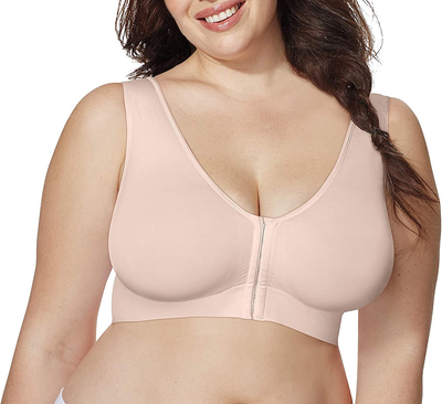 JUST MY SIZE Women's Pure Comfort Front Close Wirefree Bra MJ1274