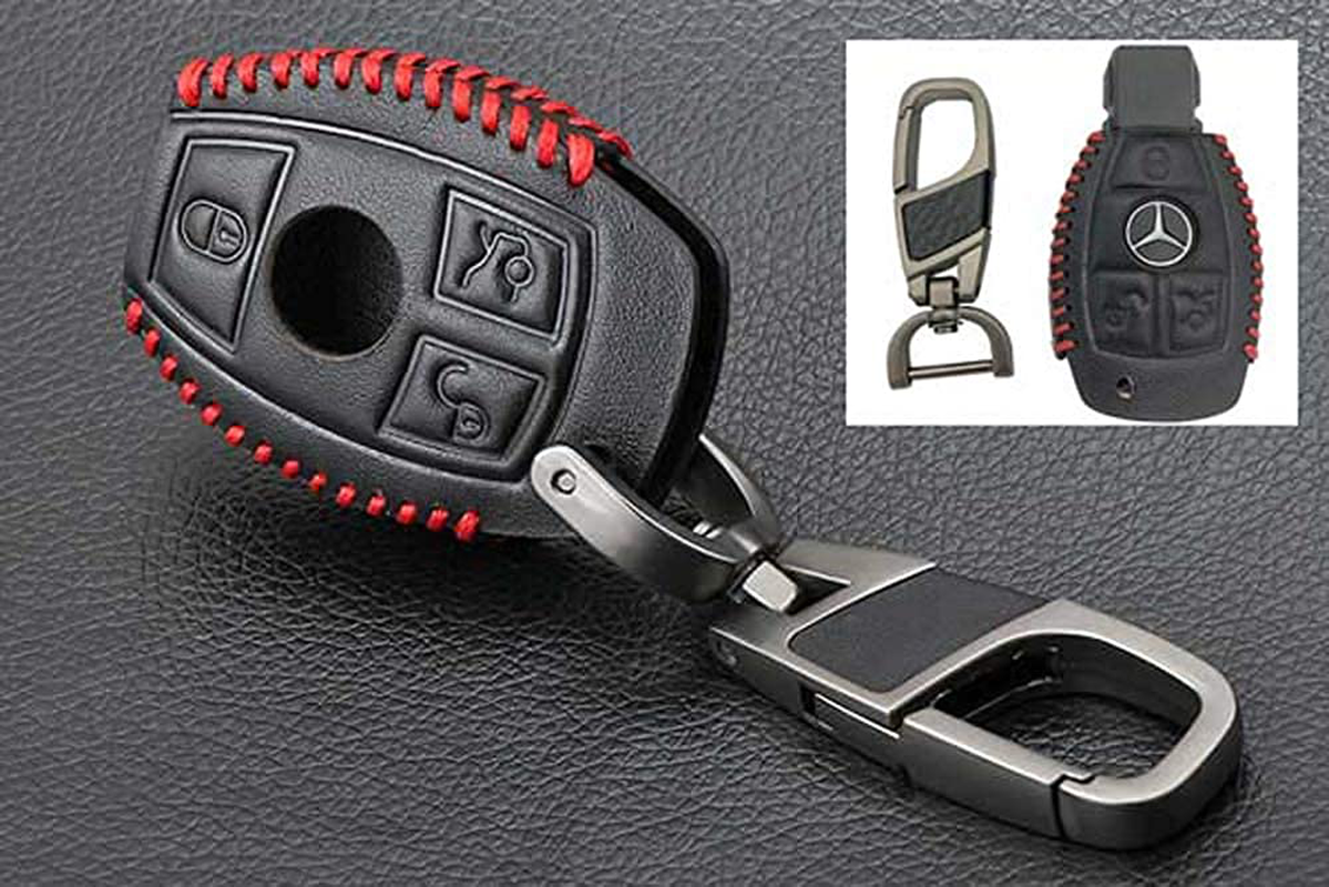 Smart 3button Leather Key Cover Bag Fob Shell Car Key Cases Fit For Mercedes Benz W203 W205 W210 W211 W212 W124 Accessories