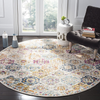 Safavieh Madison Collection MAD611N Boho Chic Floral Medallion Trellis Distressed Non-Shedding Dining Room Entryway Foyer Living Room Bedroom Area Rug, 5'3" x 5'3" Round, Navy / Teal