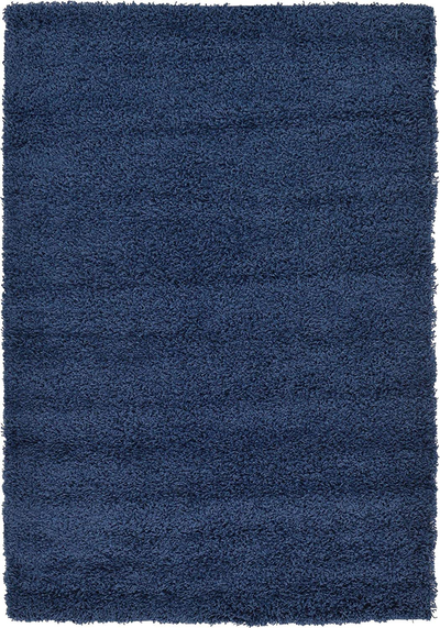 Unique Loom Solo Solid Shag Collection Area Modern Plush Rug Lush & Soft, 4' 0 x 6' 0, Navy Blue