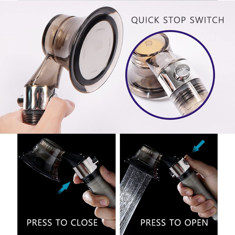 Luxury Bathroom Shower Head - ON/Off Pause Switch-Handheld High Pressure Filtered Shower Head