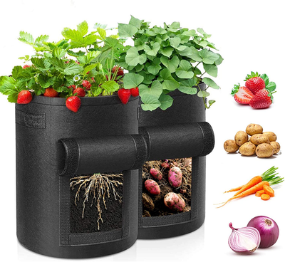 Potato Grow Bags Fabric Pots  with Flap Window and Handles