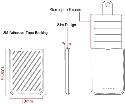 RFID Blocking Phone Card Holder Stick-On Hold up to 5 Cards