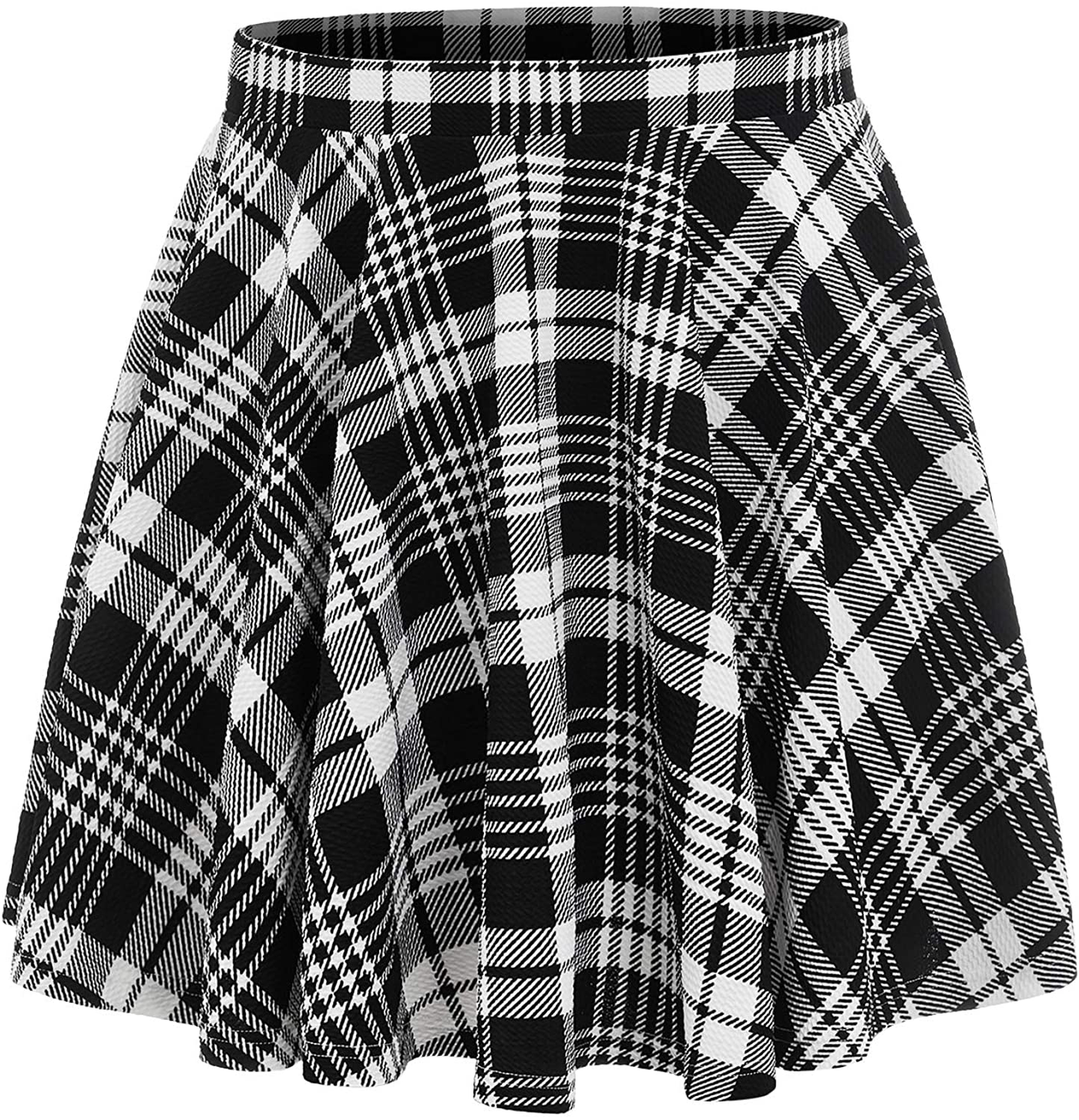 Romwe Women's Plus Size Stretchy Elastic Waist Flared Casual Mini Skater Skirt